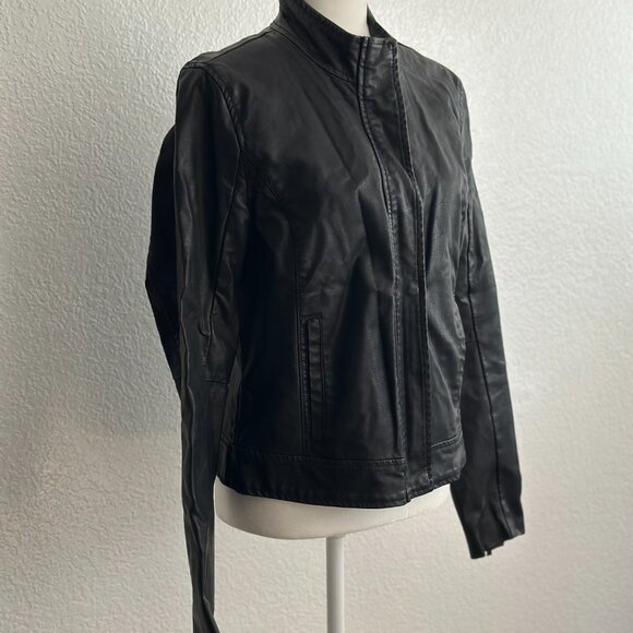 A New Day Black Faux Leather Moto Jacket Size Medium - Picture 1 of 9